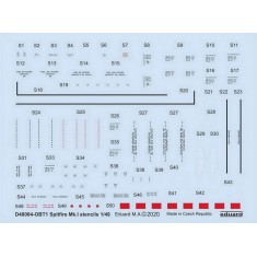 1/48 Spitfire Mk.I Stencils Decals for Eduard kits