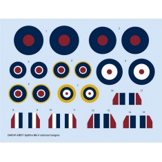 1/48 Supermarine Spitfire Mk.V National Insignia Decals for Eduard kits