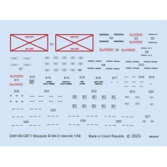 1/48 de Havilland Mosquito B Mk.IV Stencils Decals for Tamiya/Revell kits