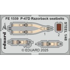 1/48 P-47D Razorback Seatbelts Detail set for MiniArt kits