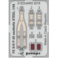 1/48 Bell P-39 Airacobra Seatbelts Steel Detail Set for Eduard kits