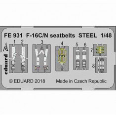 1/48 General Dynamics F-16C/N Fighting Falcon Seatbelts Steel Detail Set for Tamiya kits