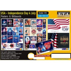 1/35, 1/24 US Independence Day 4 July Posters & Billboards (4 sheets)