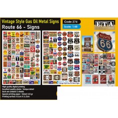 1/48 Vintage Style Gas Oil Metal Signs / Route 66 Signs