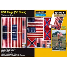 1/16 WWII Vietnam War US Flags (2 sheets)