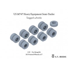1/35 US M747 Heavy Equipment Semi-Trailer Sagged Wheels for Meng Kit