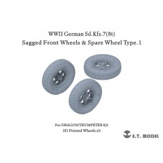 1/35 Sd.Kfz.7 (8t) Sagged Front Wheels & Spare Wheel Type.1 for Dragon/Trumpeter Kit