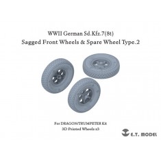 1/35 Sd.Kfz.7 (8t) Sagged Front Wheels & Spare Wheel Type.2 for Dragon/Trumpeter Kit