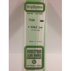 Opaque White Polystyrene S Scale Strips 0.4mm x 1.6mm (1x4 lumber, 10pcs)