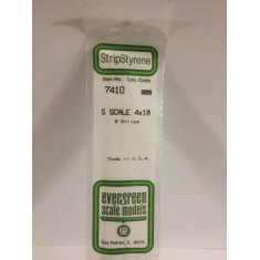 Opaque White Polystyrene S Scale Strips 1.6mm x 4.0mm (4x10 lumber, 8pcs)