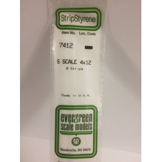 Opaque White Polystyrene S Scale Strips 1.6mm x 4.8mm (4x12 lumber, 8pcs)