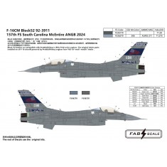 1/48 F-16CM Block 52 157th FS South Carolina McEntire ANGB 2024 Decal