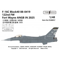 1/48 F-16C Block 40 122nd FW Fort Wayne ANGB IN 2025 Decal & PE parts