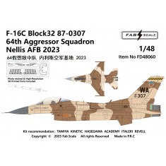 1/48 USAF F-16C Block 32 64th Aggressor Squadron Nellis AFB 2023 Decal, 3D-print, PE parts