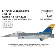 1/48 F-16C Block 40 89-2009 31st FW Aviano AB Italy 2025 Decal & PE parts