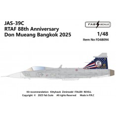 1/48 JAS 39C Gripen Decal - RTAF 88th Anniversary Don Mueang Bangkok 2025