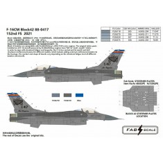 1/72 USAF F-16CM Block 42 152nd FS Tucson International Airport 2021 Decal