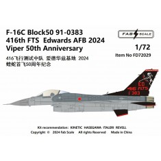 1/72 F-16C Block 50 91-0383 416th FTS Viper 50th Anniversary 2024 Decal