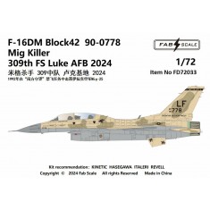 1/72 F-16DM Block 42 90-0778 MiG Killer 309th FS Luke AFB 2024 Decal