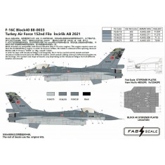 1/72 Turkey Air Force F-16C Block 40 88-0033 152nd Filo Incirlik AB 2021 Decal