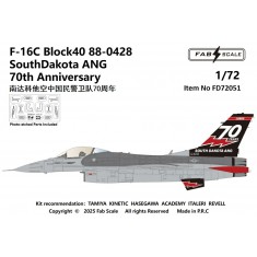 1/72 South Dakota ANG F-16C Block 40 88-0428 70th Anniversary Decal & PE parts