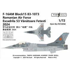 1/72 Romanian Air Force F-16AM Block 15 Fetesti 2024 Decal & PE parts