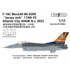 1/72 USAF F-16C Block 40 Jersey Jerk 119th FS Atlantic City ANGB 2025 Decal & PE parts