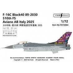 1/72 F-16C Block 40 89-2030 510th FS Aviano AB Italy 2025 Decal & PE parts