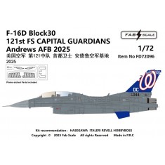 1/72 F-16D Block 30 121st FS Capital Guardians Andrews AFB 2025 Decal & PE parts