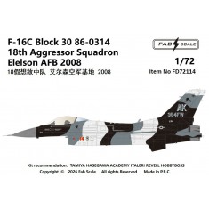 1/72 F-16C Block 30 86-0314 18th Aggressor Squadron Eielson AFB 2008 Decal