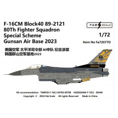 1/72 USAF 80th FS F-16C Fighting Falcon Special Scheme Gunsan Air Base 2023 Decal