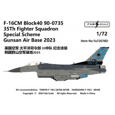 1/72 USAF 35th FS F-16C Fighting Falcon Special Scheme Gunsan Air Base 2023 Decal