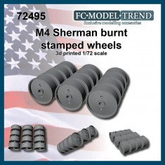 1/72 M4 Sherman Burnt Solid Wheels
