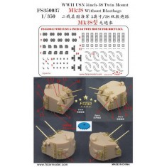 1/350 WWII USN 5inch-38 Twin Mount Mk28 Without Blastbags (5 set)