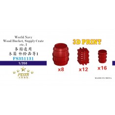1/350 World Navy Wood Bucket, Supply Crate etc. I
