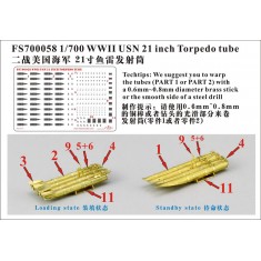 1/700 WWII USN 21inch Torpedo Tube (1 photo-etched sheet)