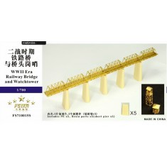 1/700 WWII Era Railway Bridge and Watchtower set (w/Short Piers)