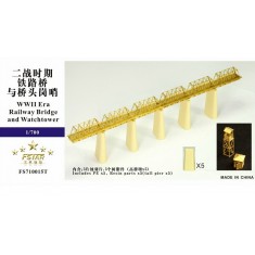 1/700 WWII Era Railway Bridge and Watchtower set (w/Tall Piers)