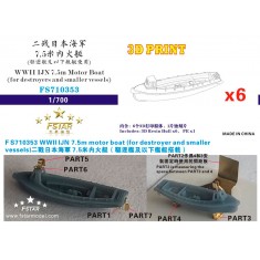 1/700 WWII IJN 7.5m Motor Boat (for destroyers and smaller vessels, 6 sets, 3D print)
