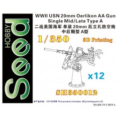 1/350 WWII USN 20mm Oerlikon AA Gun Single Mid/Late Type A (12set)