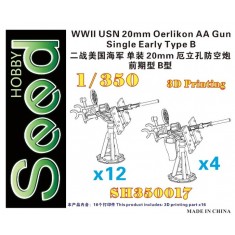 1/350 WWII USN 20mm Oerlikon AA Gun Single Early Type B (16set)