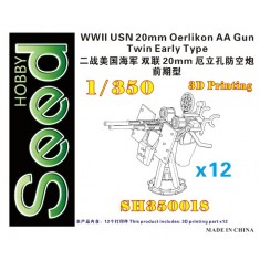 1/350 WWII USN 20mm Oerlikon AA Gun Twin Early Type (12set)