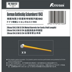 1/700 German Battleship Scharnhorst Early 28cm/54.5 SK C/34 Metal Gun Barrels for #FH1148