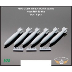 1/72 Mk-83 1000lb Bomb with BSU-85 Fin (6 bombs)