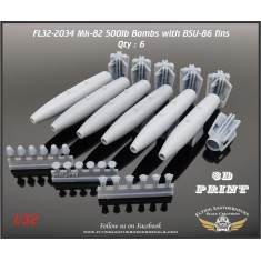 1/32 Mk-82 500lb Bomb with BSU-86 Retarded Fin (6pcs)