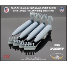 1/32 Mk-83 / BLU-110 1000lb TP Bombs with Conical Fins (4pcs)