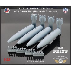 1/32 Mk-84 2000lb Bombs with Conical Fins Thermally Protected (4pcs)
