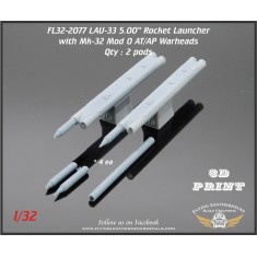 1/32 LAU-33 Dual 5.00" Rocket Launcher (with rockets and HE warheads)