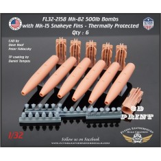 1/32 Mk-82 500lb Bomb with Mk-15 Snakeye Fin Thermally Protected (6pcs)