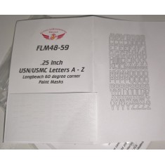 1/48 .25 inch USN/USMC Letters A to Z (6 ea) - Longbeach 60 degree